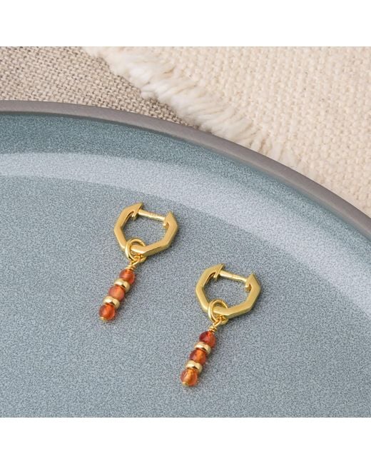Nellou Jewellery Metallic Linear Huggie Birthstone Earrings July Plated Sterling
