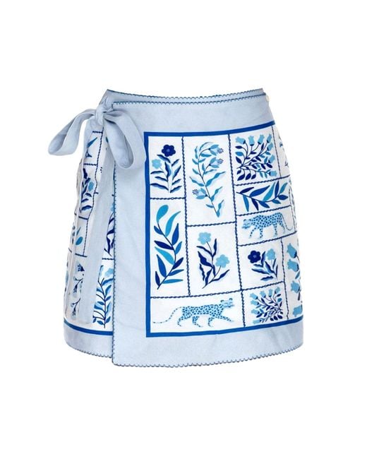 Jessie Zhao New York Blue Swim Cover Up Skirt- Garden