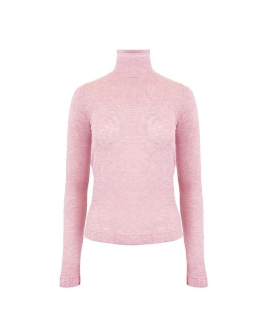 Theo the Label Pink Nomia Sheer Knit Turtleneck