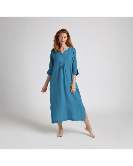 NoLoGo-chic Blue Life Style Linen Maxi Dress