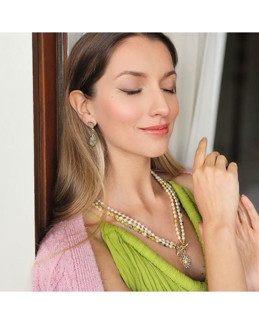 Farra Green Teardrop Prehnite Drop Earrings