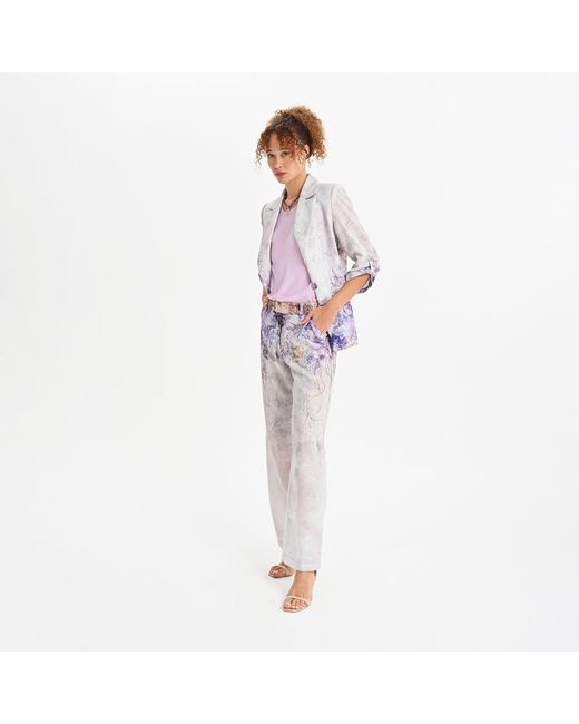 Lalipop Design Gray Abstract Floral Print Wide-Leg Pants