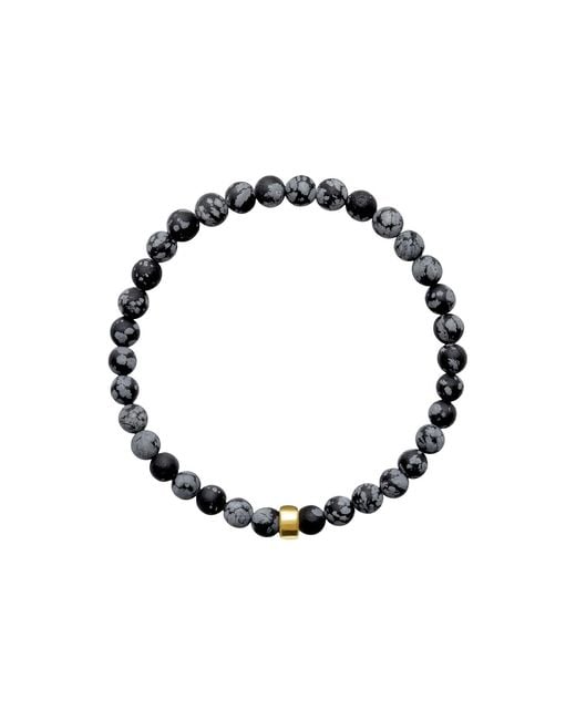 Ora Pearls Black Aro Men's Snowflake Obsidian Bracelet Gold Bead for men