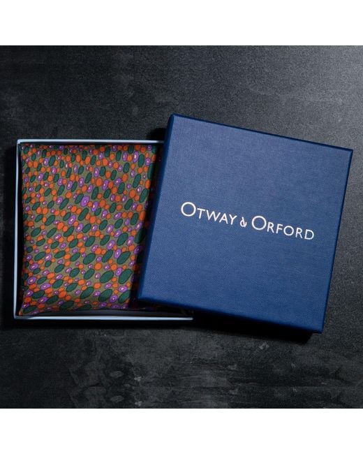 Otway & Orford Blue 'Infinity' Spotted Silk Pocket Square for men