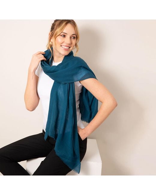 Alie Street London Blue Aurielle Silk Wool Scarf Tapestry