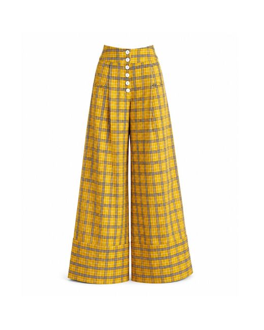 Julia Allert Yellow Button Front Palazzo Trousers
