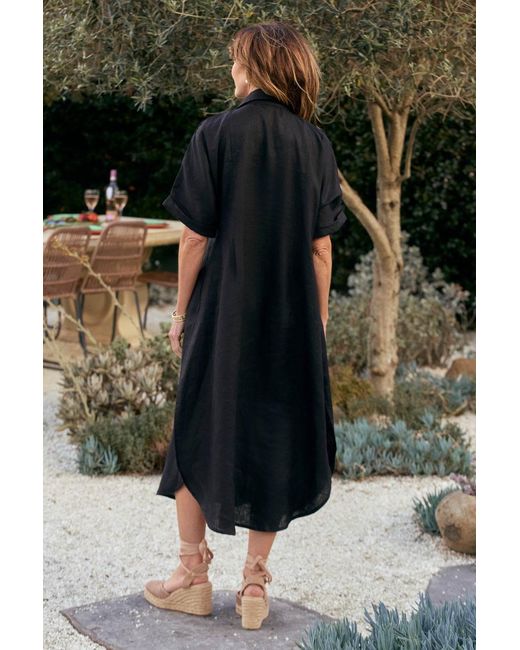 Adrift Clothing Black Bridget Linen Pleated Dress