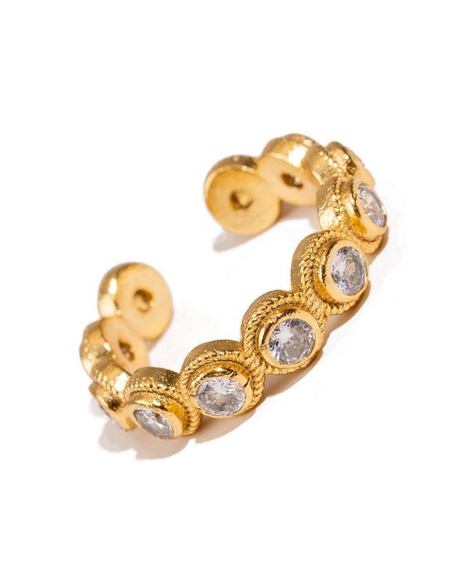 Ebru Jewelry Metallic Eternal Diamond Adjustable Plated Stackable Ring