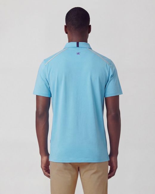 Lords of Harlech Blue Pietro Knit Polo for men