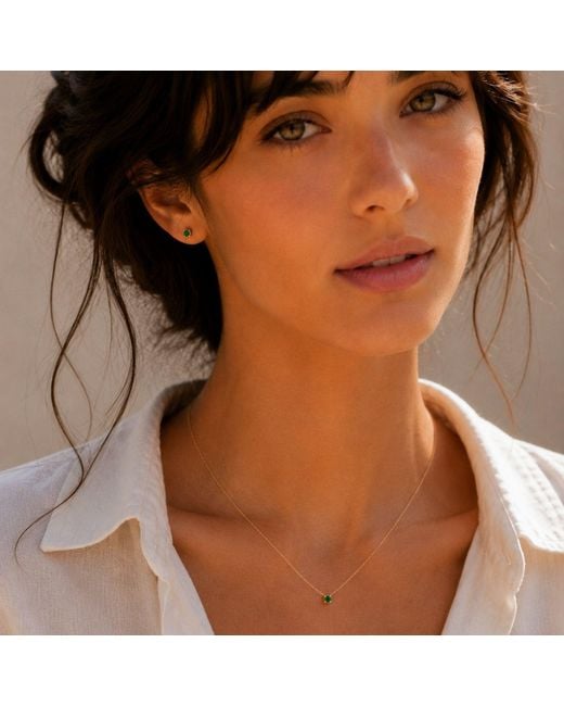 Lily Flo Jewellery Metallic Emerald Bezel Set Earrings