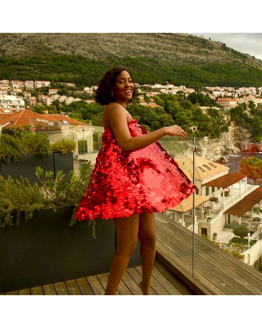 NALÈ Red Sequin Christmas Mini Dress – Festive Party Outfit