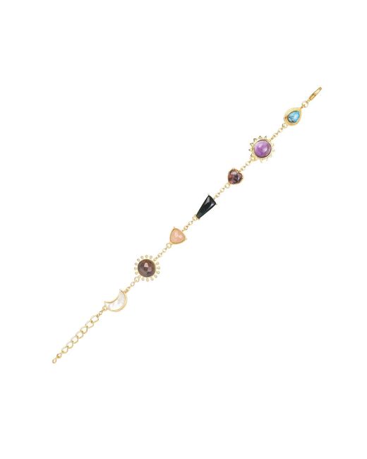 Lila Rasa Metallic Multi-Stone 7 Healing Gem-Stones Bracelet