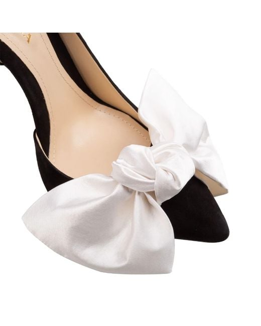 Ginissima Black Samantha Suede And Oversized Satin Bow Open Sided Stiletto