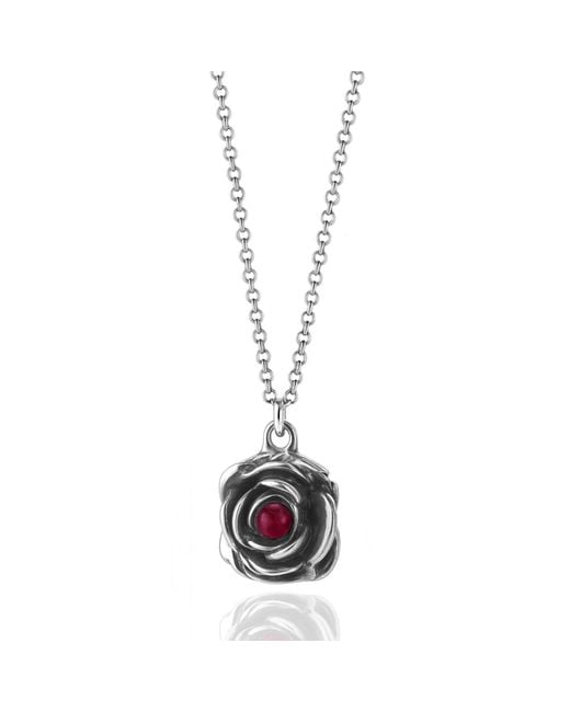 Unaloe Metallic Ruby Rose Pendant Necklace