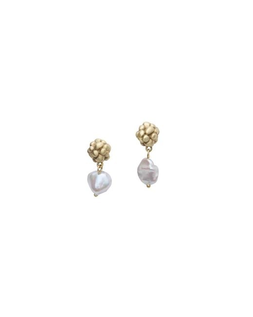 Zeworks Metallic Karr Mini Pearl Earrings