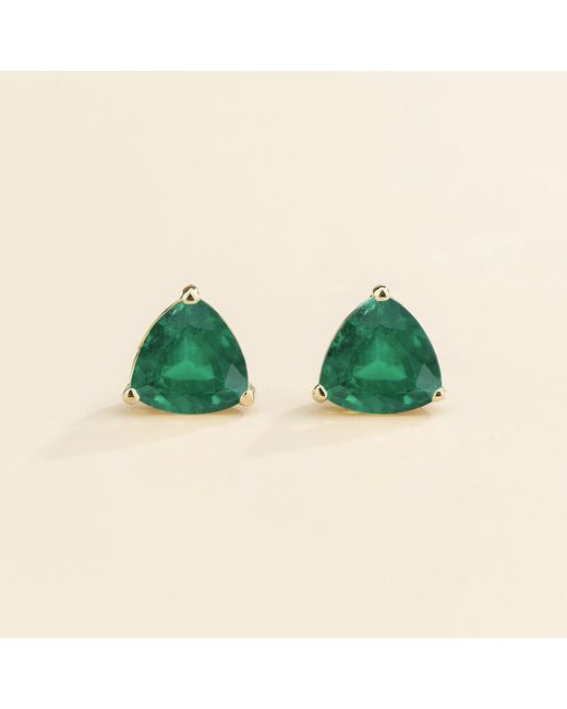 Juvetti Green Trillion Emerald Stud Earrings