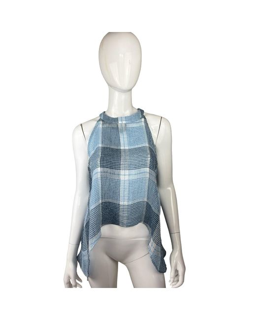 SNIDER Blue Plaid Angle Top