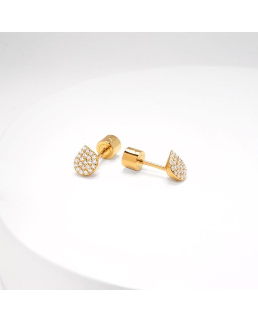 Meulien Metallic Waterdrop Bud Stud Earrings With Pave Cz