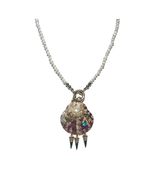 Babaloo Metallic Neutrals Tidal Shell And Pearl Necklace