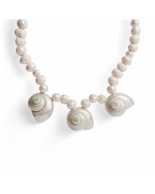 Martina Rozenberg Smira Jewelry Metallic Neutrals Shell Pearl Necklace