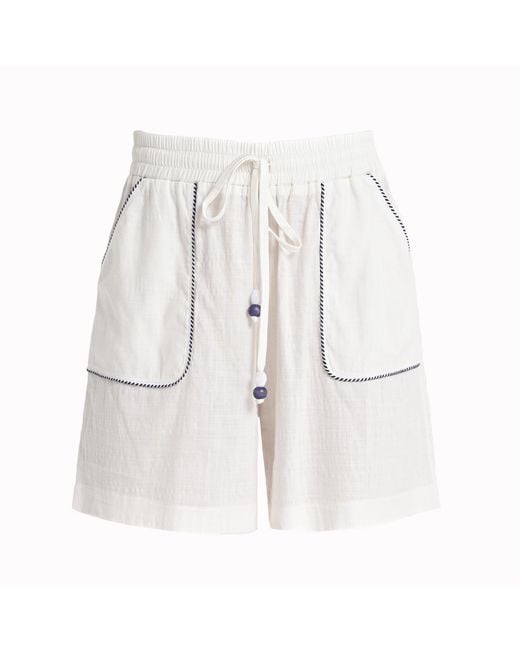 Lalipop Design White Relaxed Cotton Drawstring Shorts