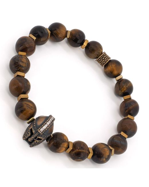 Ebru Jewelry Brown Tiger's Eye Stone Beaded Gladiator Bracelet for men