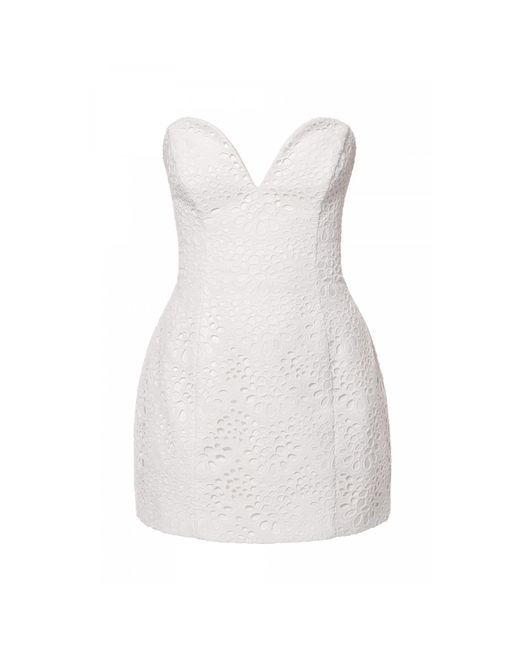 AGGI by HALEWSKI White Azalia Off Lace Embroidered Mini Dress