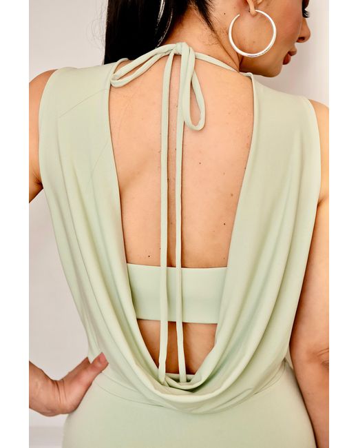 Monice London Green Aniya- Backless & Bra Friendly Midi Dress