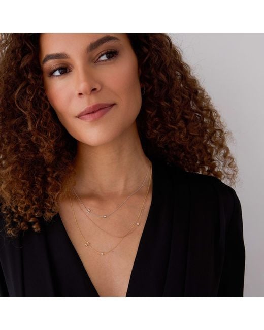 Maya Brenner Metallic Monogram Necklace With Diamond