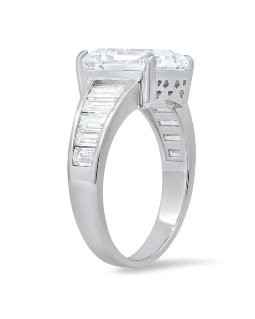 Kylie Harper Metallic Sterling Emerald-Cut Diamond Cz Statement Ring