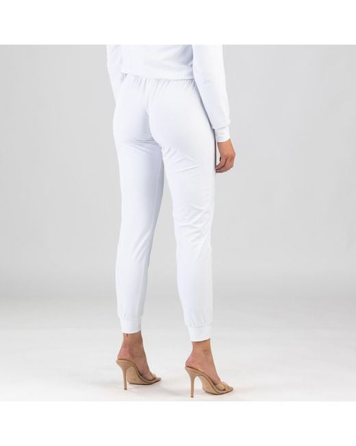 ANTONINIAS White Elegant Sweat Pants With Golden Details