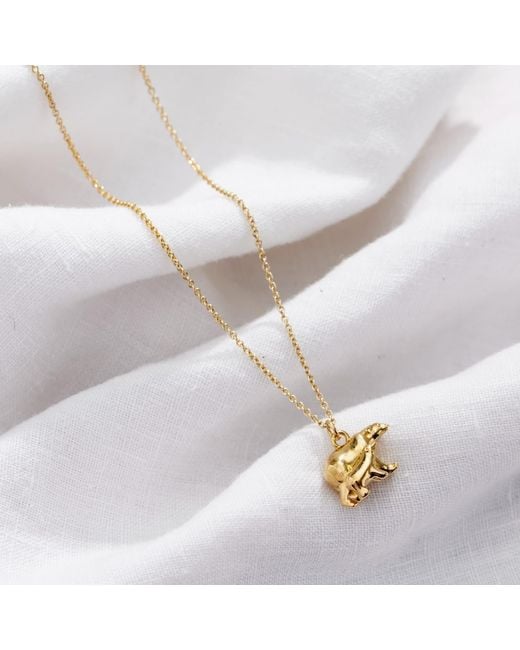 Posh Totty Designs Metallic Yellow Gold Plated Mama Bear & Baby Charm Necklace