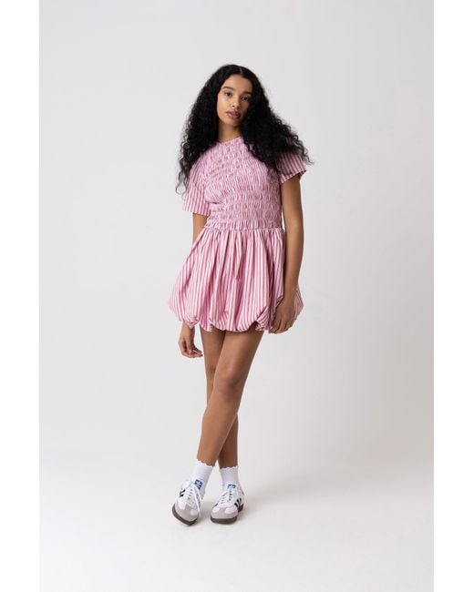 Amy Lynn Pink Eleanor Pure Cotton Stripe Mini Puffball Dress