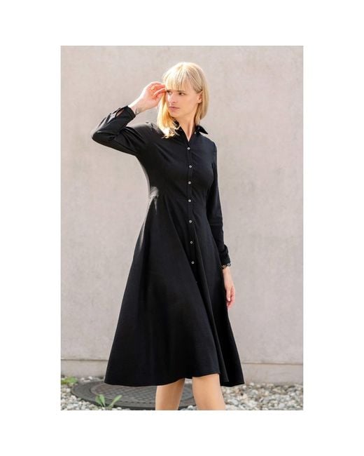 Oh!Zuza Black Echo Midi Shirt Dress With Belt