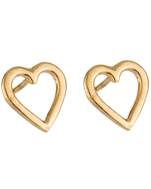 Posh Totty Designs Metallic Yellow Gold Plated Open Mini Heart Stud Earrings