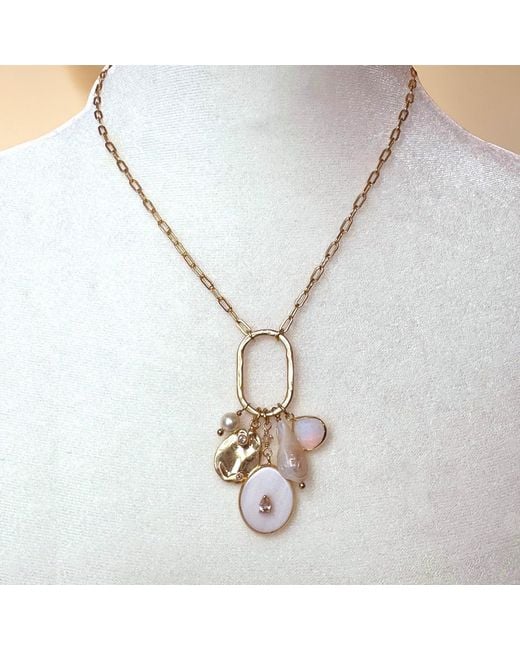 Rare Matters Jewelry Metallic Radiance Charm Mother Of Pearl Necklace