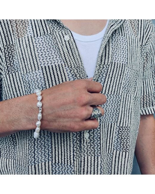 Farra Metallic Freshwater Pearls With Sterling Bracelet for men