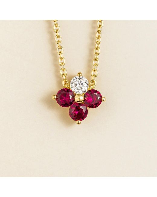 Juvetti Red Clover Ruby & Diamond Necklace
