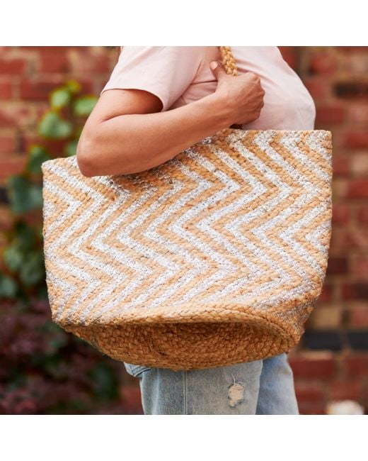 VIDA VIDA Metallic Jute Beach Tote Bag