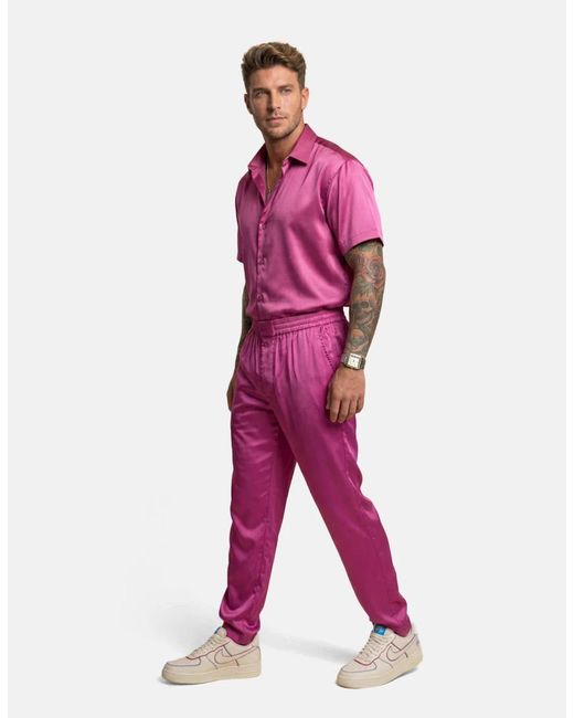 Hustle Purple Flying Dragon Satin-Set for men
