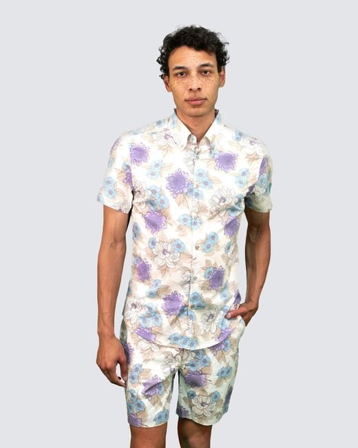 Lords of Harlech Blue Neutrals John Flower Bed Shorts for men
