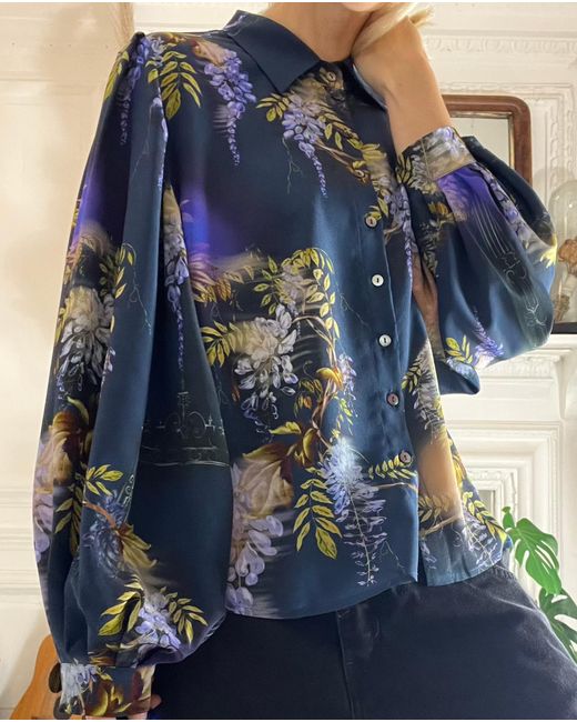 Klements Blue Paints Silk Blouse