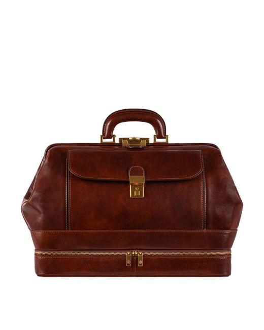 Time Resistance Brown Large Italian Leather Doctor Bag