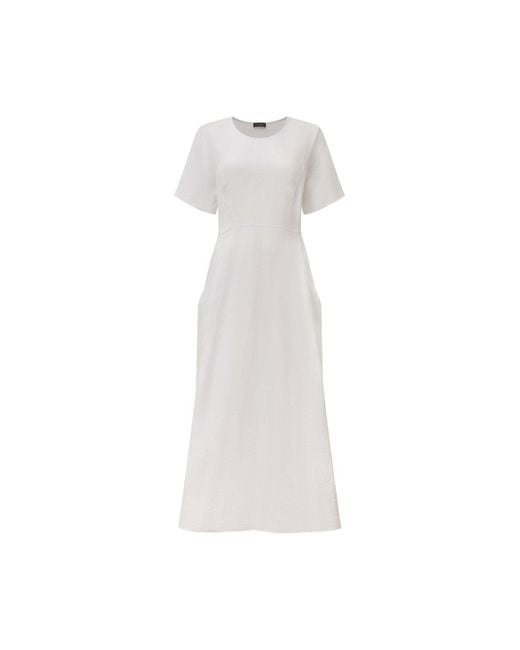 James Lakeland White Linen Pocket Midi Dress