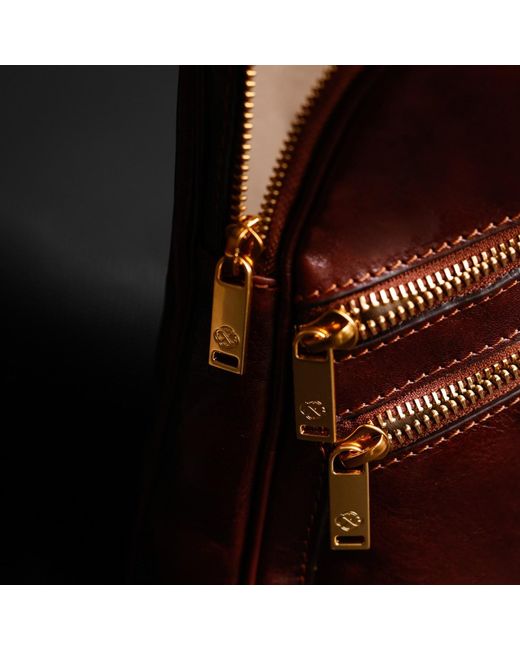Time Resistance Brown Leather Sling Bag for men