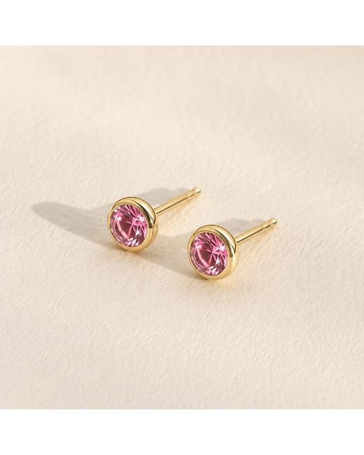 Lily Flo Jewellery Pink Sapphire Bezel Set Earrings