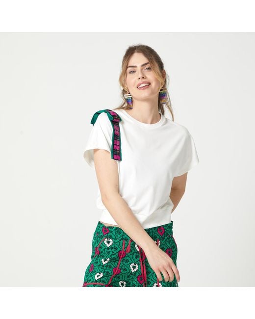 Lalipop Design White T-Shirt Established With A Sequined Bow