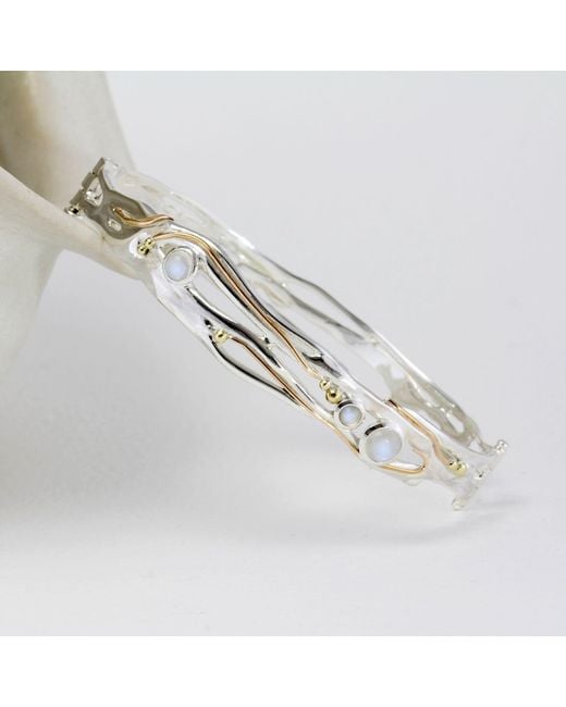 Isla Silver Metallic Handmade Sterling Moonstone Bangle