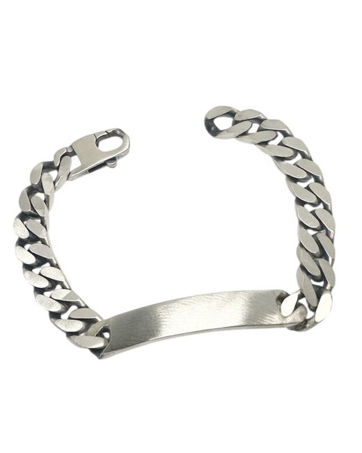 Tg-Jewellery by Tamara Gervasio Metallic Sterling Id Bracelet – Recycled Plate & Curb Chain, Oxidized Satin Finish for men