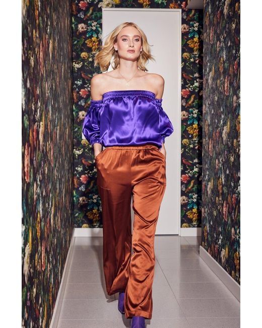 Lindsay Nicholas New York Purple Off The Shoulder Top